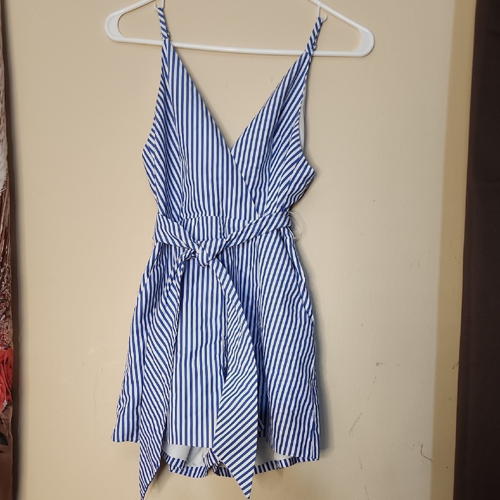 Blue and White Striped Nautical Romper